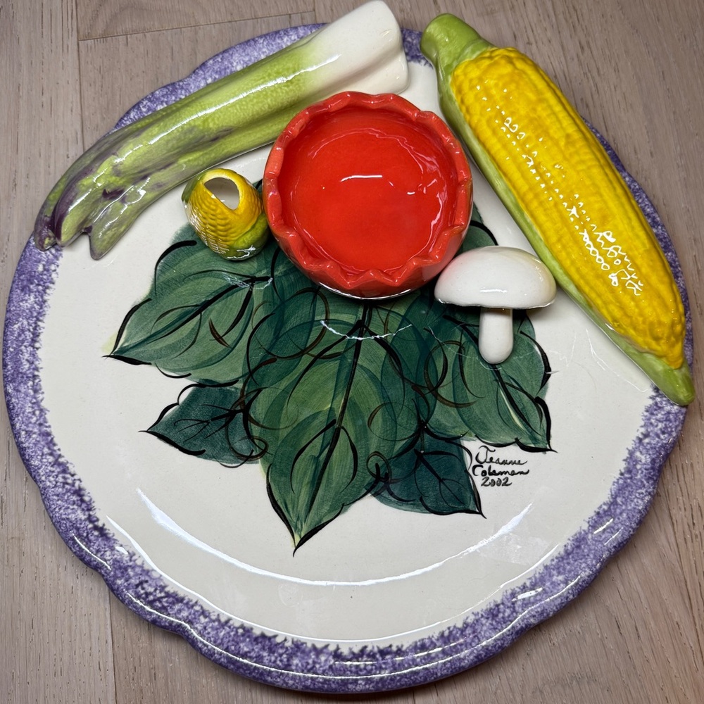 3D SuVannah’s Jeanne Coleman Platter with Tomato “Cup” Art Decor 12 inches